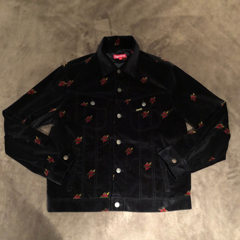 Supreme Sacred Hearts Velvet Trucker Jacket